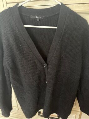 Quince Black Ribbed boyfriend  Cardigan